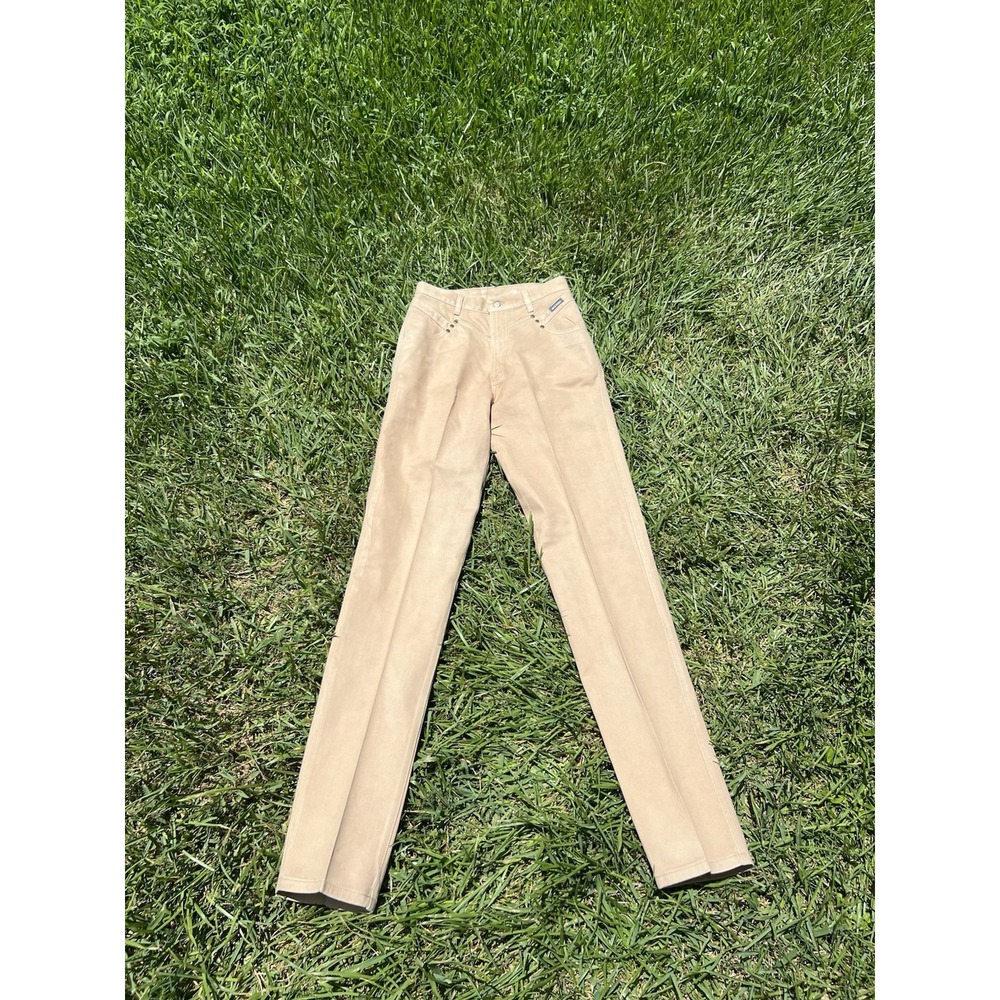 Vintage 90s Rocky Mountain Western Jeans Tan High Rise Raw Hem 25x25 X-Small